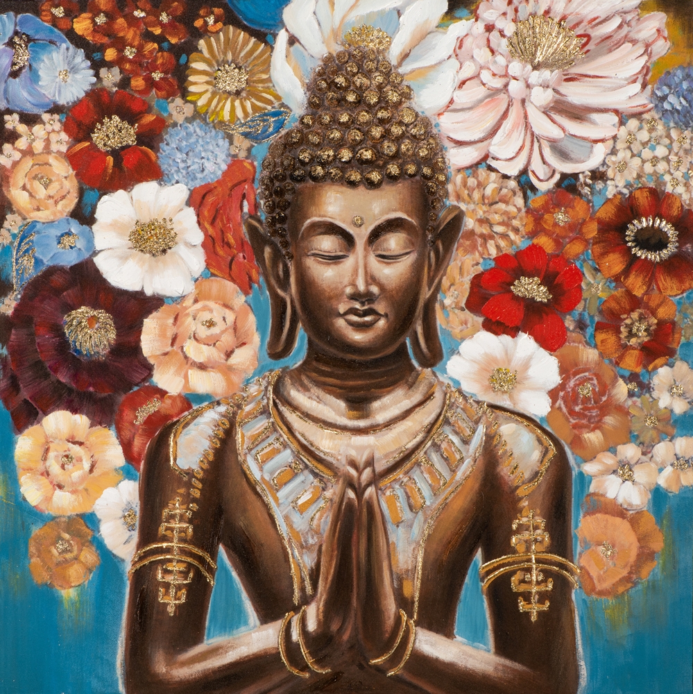 Tableau Bouddha avec Fleurs