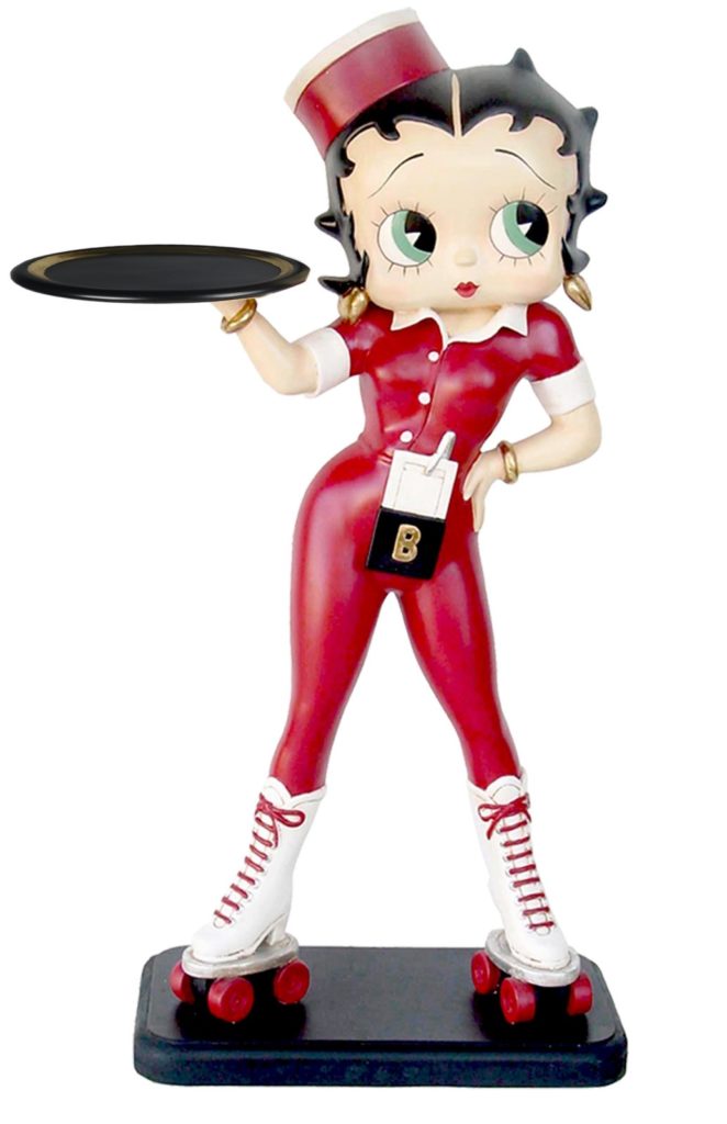 patch betty boop jambe en l'air rectangulaire blanc et rouge 8x7cm